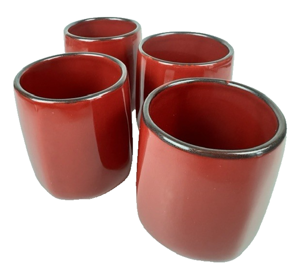 Southern Living Cinnabar 4 Cups w/ No Handle 40945 Red Stoneware Mug Tea Coffee